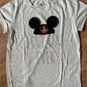 Disney Women’s Light Gray “Best Day Ever” Mickey Mouse Ears T-Shirt